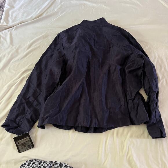 NWT Blue Linen Button Down Shirt Wmns Sz 14W - Picture 7 of 8